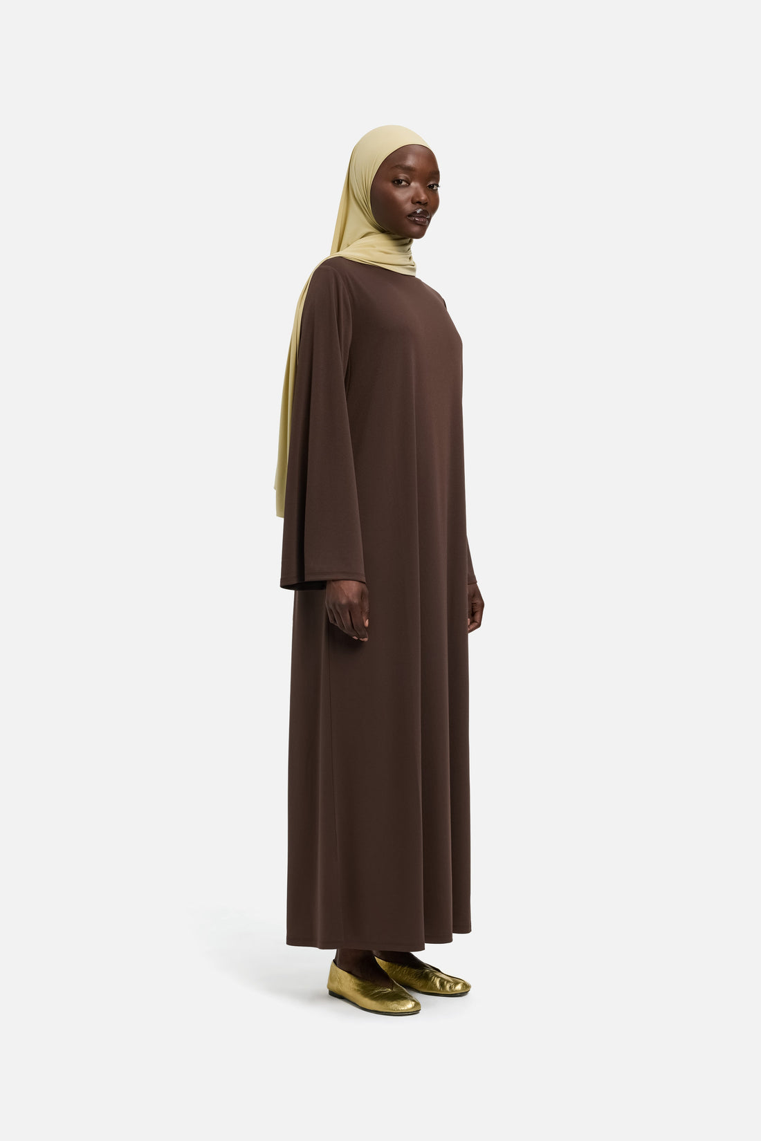 Essentiële jersey jurk, kort | Burnt Mocha