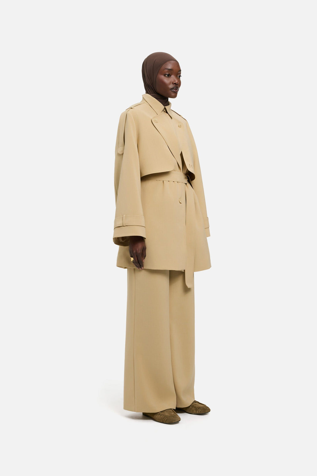 Wijd uitlopende broek | Desert Clay