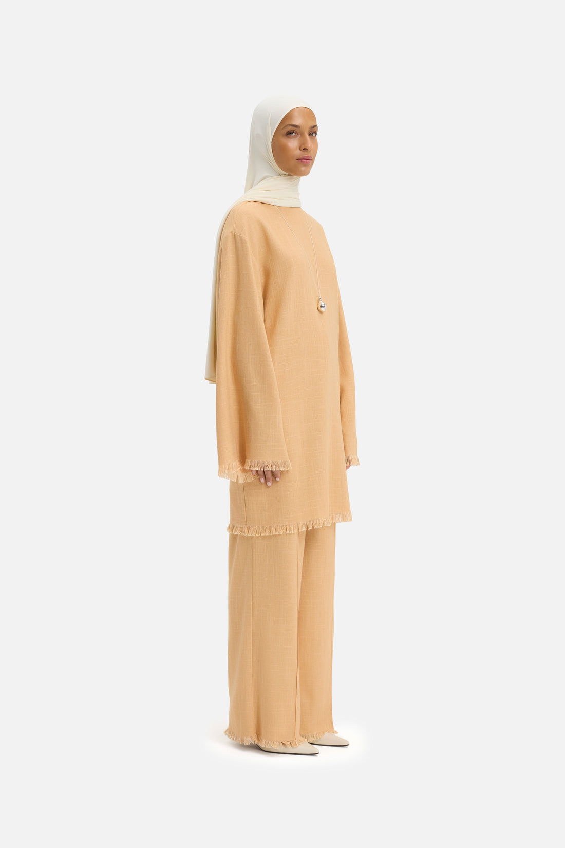 Gerafelde zoom broek | Zachte biscotti