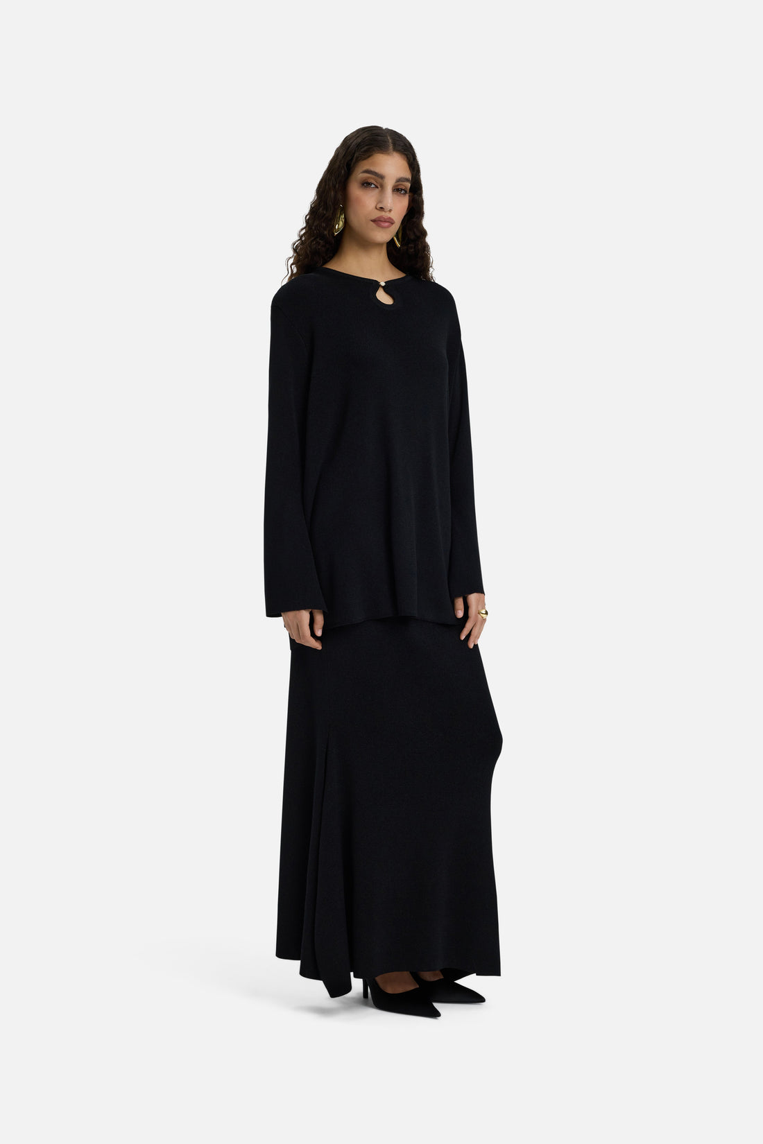 Gouden tricot rok | Zwart